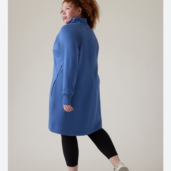 Athleta Cozy Karma Fleece Lined Sweater Dress with Pockets in Teal size XS - Picture 5 of 14